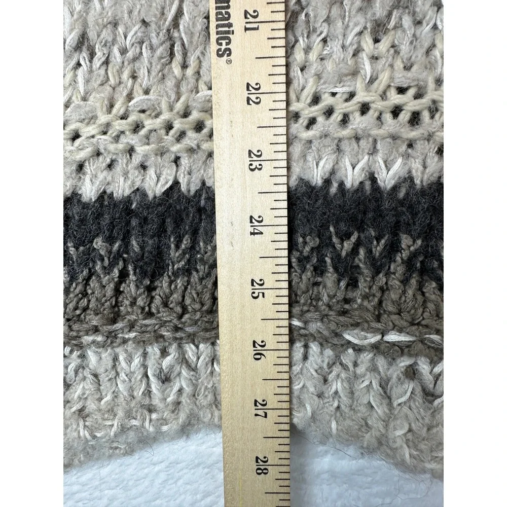 Free People Striped Sweater Womens Medium Grey Oversized Chunky Knit Pullover